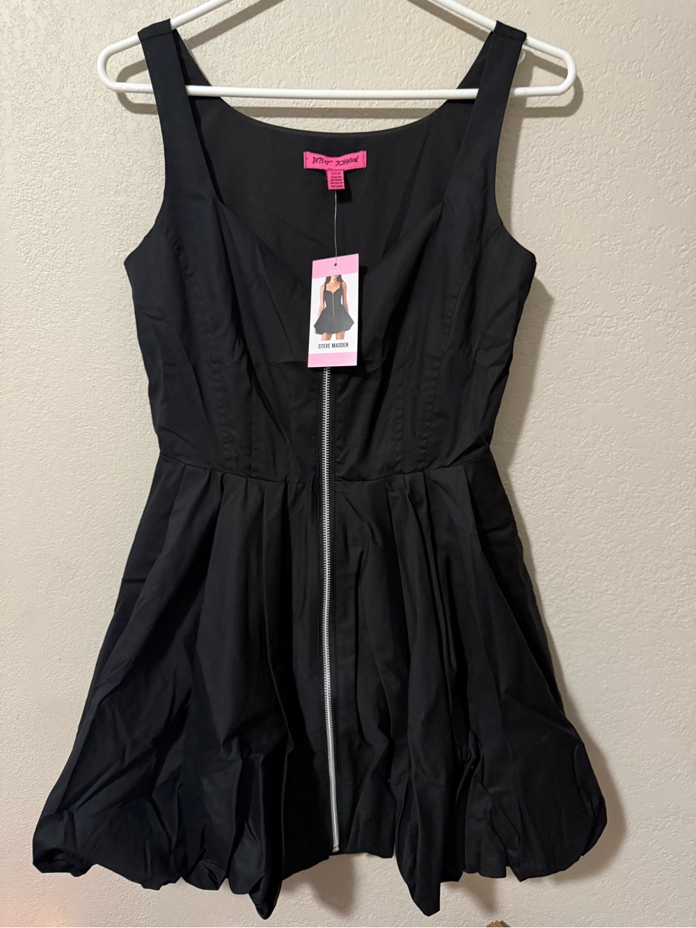 Betsey Johnson Bubble Hem Black Mini Dress Size Small